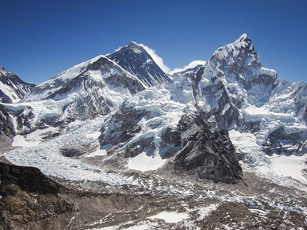 Mount Everest and nearby Himalayan Mountains