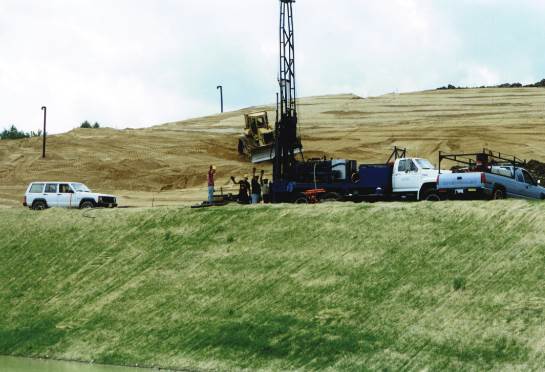 Photo of drilling rig in a landfill