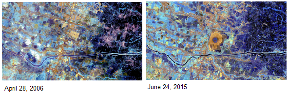 Landsat 7 false-color images 