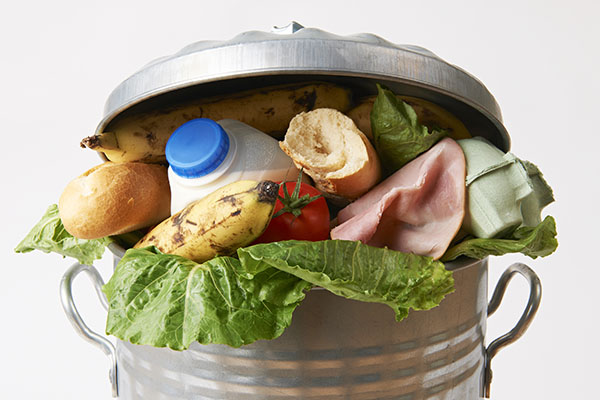 food waste in a garbage container