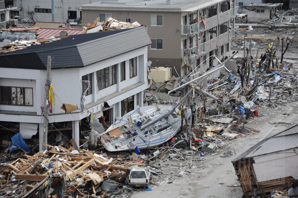 This is a photo showing destruction following the 2011 Japan earthquake