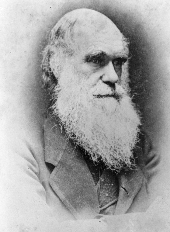 Black-and-white photo of Charles Darwin