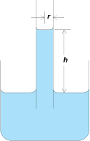 This is a diagram of liquid rise in a capillary tube