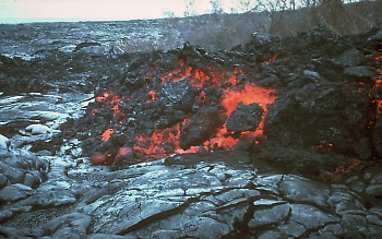 This is a photo of lava flowing