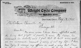 Wilbur Wright's letter to Octave Chanute